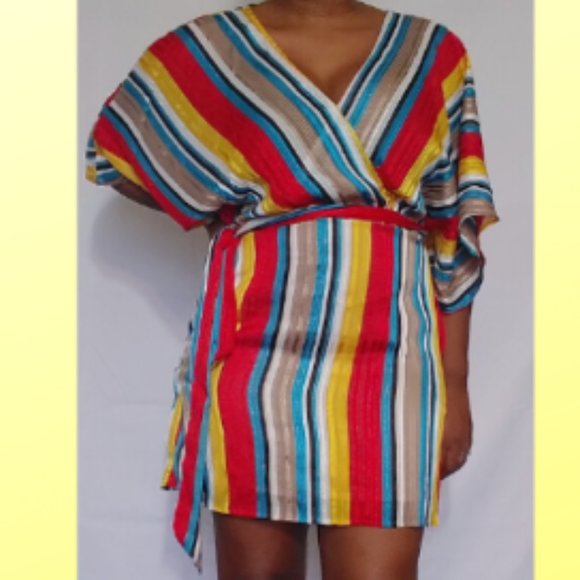 Show Stopper Striped Colorful Dress Size Medium - Picture 2 of 5